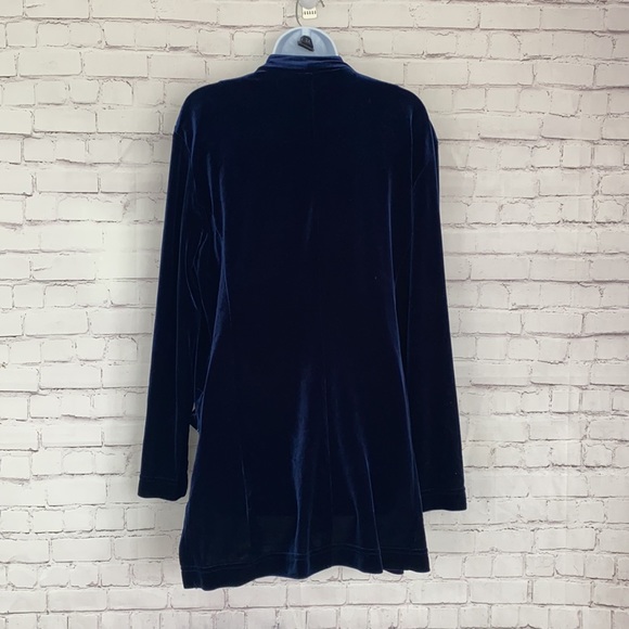 Coldwater  Creek velvet blue button down cardigan size medium - Picture 5 of 7
